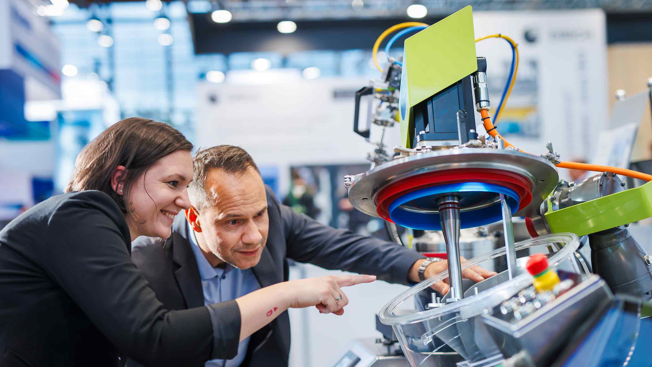 An exhibit is presented to a visitor